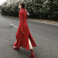 Stand Collar Long Sleeve Dress
