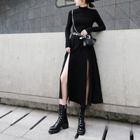 Stand Collar Long Sleeve Dress
