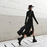 Stand Collar Long Sleeve Dress