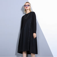 Round Neck Long Sleeve Black Dress