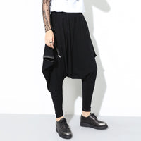 High Elastic Waist Black Harem Pants