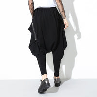 High Elastic Waist Black Harem Pants