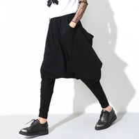 High Elastic Waist Black Harem Pants