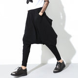 High Elastic Waist Black Harem Pants
