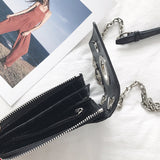 Pu Leather Metal Grommet Chain Clutch