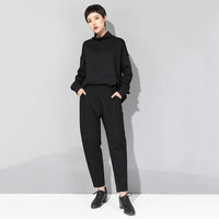Black Loose Patchwork Trousers