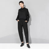 Black Loose Patchwork Trousers