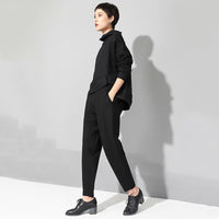Black Loose Patchwork Trousers