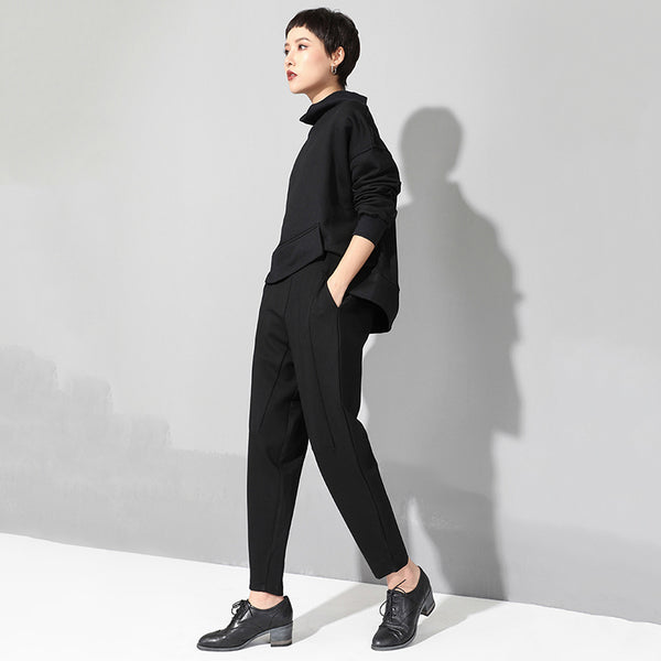 Black Loose Patchwork Trousers