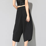 High Waist Black Loose Pu Leather Trousers