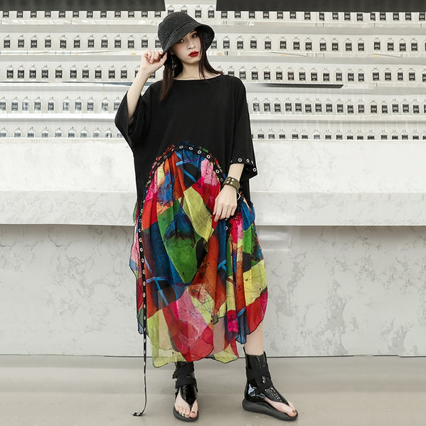 Multicolor Print Chiffon Dress
