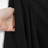 High Waist Black Loose Pockets Button Trousers