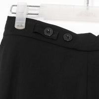 High Waist Black Loose Pockets Button Trousers
