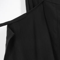 High Waist Black Loose Pockets Button Trousers