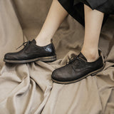 Pu Leather Black Bandage Strap Shoes
