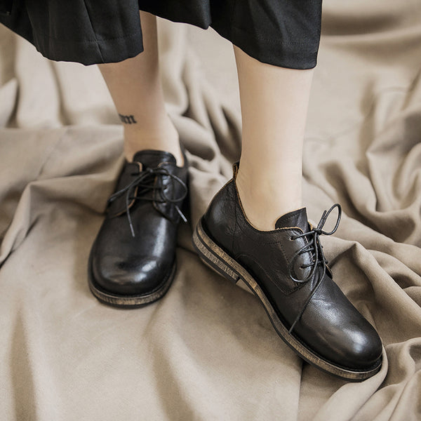 Pu Leather Black Bandage Strap Shoes