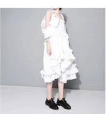 White Multilayer Ruffle Dress