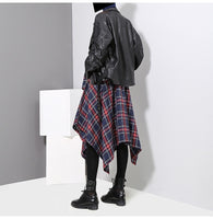 High Waist Red Plaid Loose Big Hem Half-body Skirt