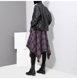 High Waist Red Plaid Loose Big Hem Half-body Skirt