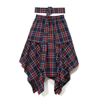 High Waist Red Plaid Loose Big Hem Half-body Skirt