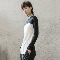 Black White Spliced Color T-shirt