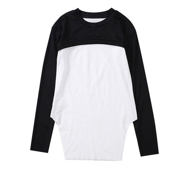 Black White Spliced Color T-shirt