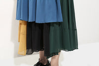 High Waisted Color Block Pleated Skirt