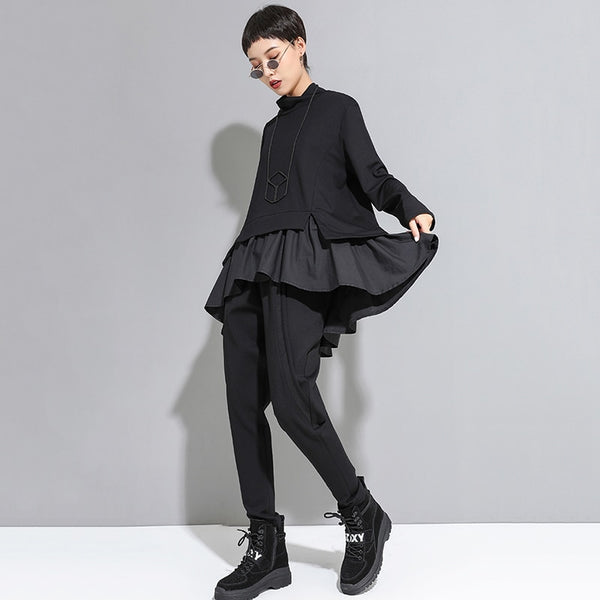 Loose Fit Asymmetrical Ruffles Sweatshirt