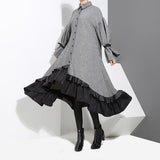 Lapel Long Sleeve  Bandage Dress