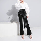 V-collar Lantern Sleeve Blouse