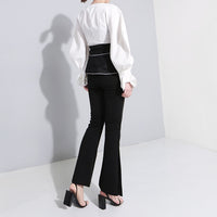 V-collar Lantern Sleeve Blouse