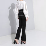 V-collar Lantern Sleeve Blouse