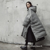 Hooded Cotton-padded Gray Oversize Parka