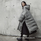 Hooded Cotton-padded Gray Oversize Parka