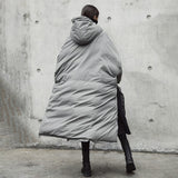 Hooded Cotton-padded Gray Oversize Parka