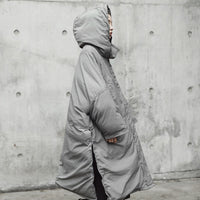 Hooded Cotton-padded Gray Oversize Parka