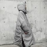 Hooded Cotton-padded Gray Oversize Parka