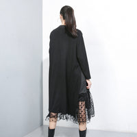 Black Mesh Dot Split Joint Dress