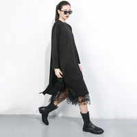 Black Mesh Dot Split Joint Dress