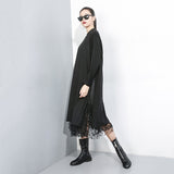 Black Mesh Dot Split Joint Dress