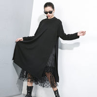 Black Mesh Dot Split Joint Dress