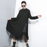 Black Mesh Dot Split Joint Dress
