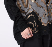 Black Patchwork Oversize Sweater