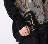 Black Patchwork Oversize Sweater