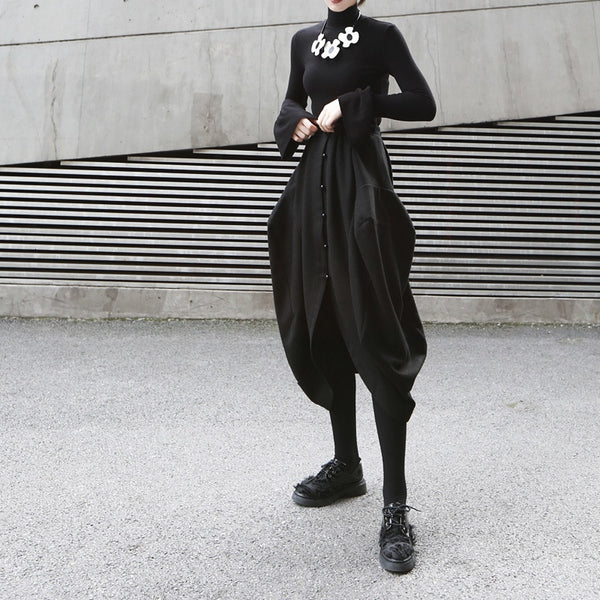 Button Down Split Half-body Skirt