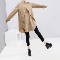 Khaki Split Joint Asymmetrical Blouse