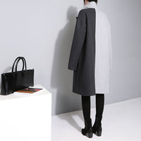 Lapel Long Sleeve Solid Black Gray Jacket
