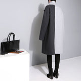 Lapel Long Sleeve Solid Black Gray Jacket