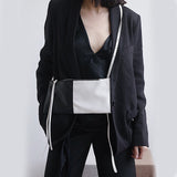 Black White Contrast Color Pu Leather Bag
