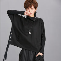 Loose Fit Black Ribbon Split Sweatshirt
